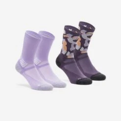 Quechua Chaussettes Randonnée - Hike 500 High Trendy Purple & Kamo X2 Paires