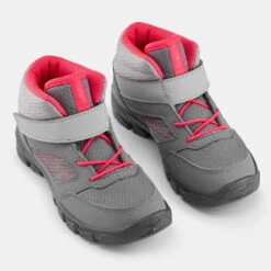 Quechua Chaussures De Randonnée Enfant Avec Scratch MH100 Mid Grise Rose Du 24 AU 34 -Quechua chaussures de randonnee enfant avec scratch mh100 mid grise rose du 24 au 34 3
